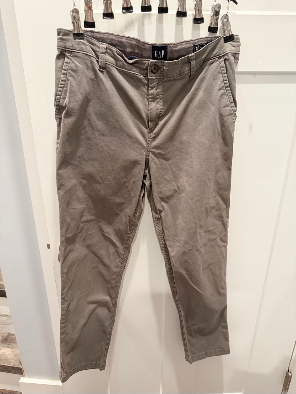 GAP Relaxed Girlfriend Chino Pants Size 12 Taupe Stretch Cotton Casual Career